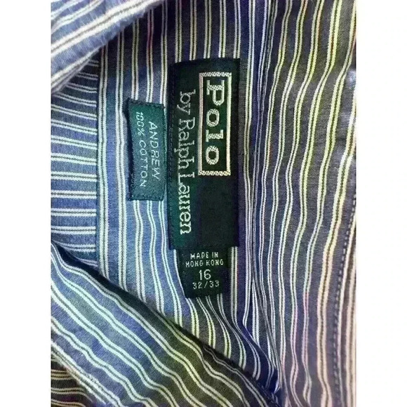 Polo Ralph Lauren Men's Shirt Size 16‎ 32/33 Andrew Collared Striped Long Sleeve - Picture 4 of 5